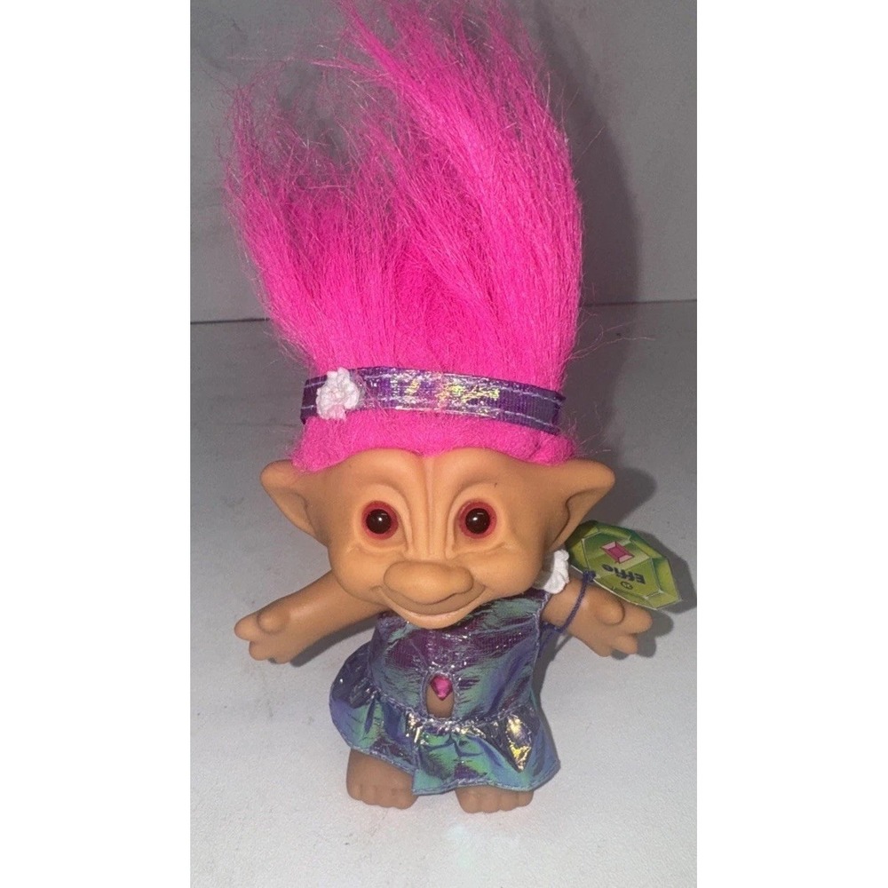 Vtg TT Treasure Trolls Doll w/ Belly‎ Button Jewel, Pink Hair Vintage